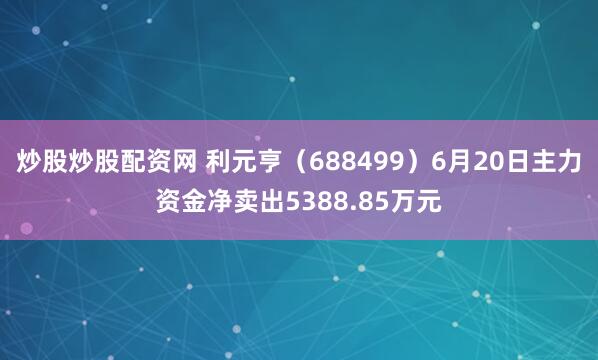 炒股炒股配资网 利元亨（688499）6月20日主力资金净卖出5388.85万元
