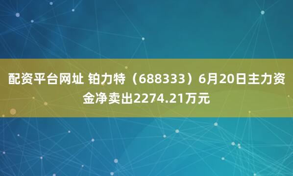 配资平台网址 铂力特（688333）6月20日主力资金净卖出2274.21万元