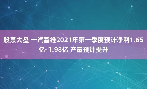 股票大盘 一汽富维2021年第一季度预计净利1.65亿-1.98亿 产量预计提升