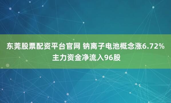 东莞股票配资平台官网 钠离子电池概念涨6.72% 主力资金净流入96股